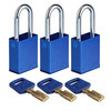 SafeKey Padlocks - Aluminium, Blue, KA - Keyed Alike, Steel, 38.10 mm, 3 Piece / Box